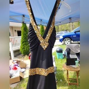 Black with gold sequins dress